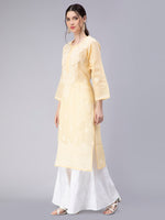 Load image into Gallery viewer, Seva Chikan Hand Embroidered Terivoil Cotton Lucknowi Chikan Kurti