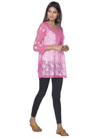 Load image into Gallery viewer, Seva Chikan Hand Embroidered Dark Pink Faux Georgette Lucknowi Chikan Top-SCL0975