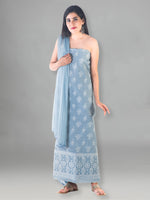 Load image into Gallery viewer, Seva Chikan Hand Embroidered Grey Cotton Lucknowi Chikan Unstitched Suit Piece-SCL1489