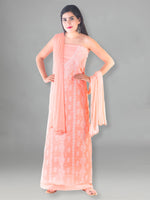 Load image into Gallery viewer, Seva Chikan Hand Embroidered Peach Cotton Lucknowi Chikan Unstitched Suit Piece-SCL1492