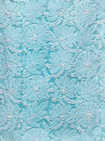 Load image into Gallery viewer, Seva Chikan Hand Embroidered Turquoise Cotton Lucknowi Chikankari Unstitched Suit Piece-SCL0043