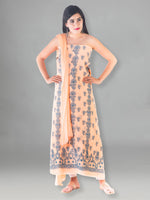 Load image into Gallery viewer, Seva Chikan Hand Embroidered Peach Cotton Lucknowi Chikan Unstitched Suit Piece-SCL1507