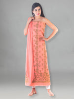 Load image into Gallery viewer, Seva Chikan Hand Embroidered Dark Peach Cotton Lucknowi Chikan Unstitched Suit Piece-SCL1511