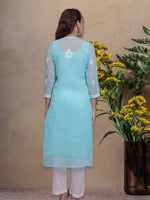 Load image into Gallery viewer, Seva Chikan Hand Embroidered Georgette Lucknowi Chikankari Kurta With Slip