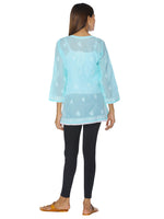 Load image into Gallery viewer, Seva Chikan Hand Embroidered Sea Green Cotton Lucknowi Chikan Top-SCL0985