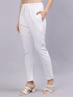 Load image into Gallery viewer, Seva Chikan Hand Embroidered White Lycra Lucknowi Chikankari Palazzo-SCL11032