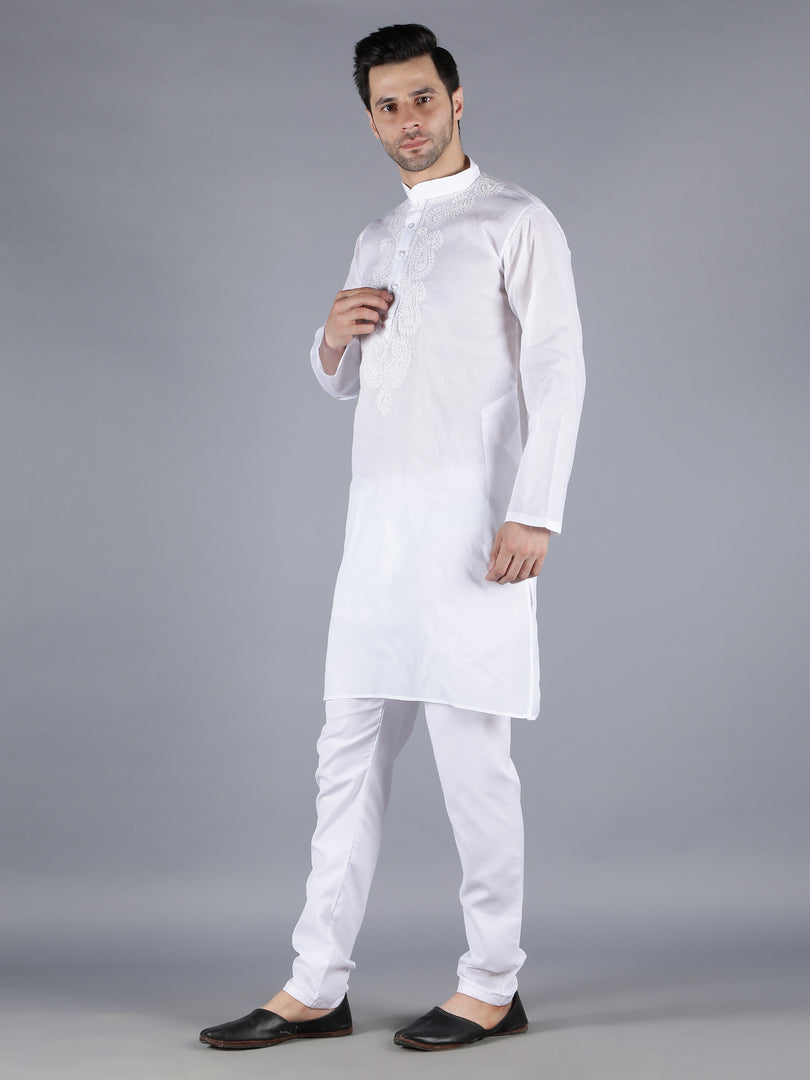 Seva Chikan Hand Embroidered  Lucknowi Chikan Mens Kurta
