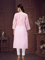 Load image into Gallery viewer, Seva Chikan Hand Embroidered Terivoil Cotton Lucknowi Chikan Kurti