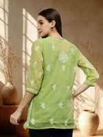 Load image into Gallery viewer, Seva Chikan Hand Embroidered Georgette Lucknowi Chikankari Top With Slip