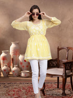 Load image into Gallery viewer, Seva Chikan Hand Embroidered Georgette Lucknowi Chikankari Top With Slip