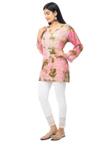 Load image into Gallery viewer, Seva Chikan Hand Embroidered Pink Rayon Lucknowi Chikankari Short Top-SCL2017