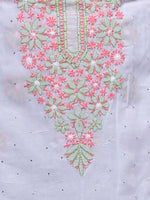 Load image into Gallery viewer, Seva Chikan Hand Embroidered White Cotton Lucknowi Chikan Unstitched Kurti Piece-SCL0104