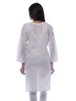 Load image into Gallery viewer, Seva Chikan Hand Embroidered White Cotton Lucknowi Chikan Kurti-SCL0224