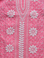 Load image into Gallery viewer, Seva Chikan Hand Embroidered Pink Cotton Lucknowi Chikankari Unstitched Suit Piece-SCL0056