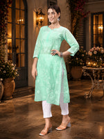 Load image into Gallery viewer, Seva Chikan Hand Embroidered Lucknowi Chikankari Kurta Set