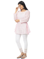 Load image into Gallery viewer, Seva Chikan Hand Embroidered Pink Cotton Lucknowi Chikankari Short Top-SCL2046