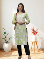 Load image into Gallery viewer, Seva Chikan Hand Embroidered Pista Green Mal-Mal Lucknowi Chikankari Kurta-SCL4583