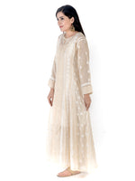 Load image into Gallery viewer, Seva Chikan Hand Embroidered Khaki Cotton Lucknowi Chikankari Anarkali-SCL1768