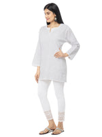 Load image into Gallery viewer, Seva Chikan Hand Embroidered White Cotton Lucknowi Chikan Top-SCL2196