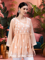 Load image into Gallery viewer, Seva Chikan Hand Embroidered Georgette Lucknowi Chikankari Top With Slip