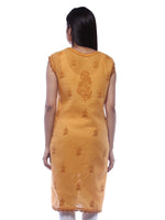 Load image into Gallery viewer, Seva Chikan Hand Embroidered Mustard Cotton Lucknowi Chikan Top-SCL0360