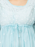 Load image into Gallery viewer, Seva Chikan Hand Embroidered Sky Blue Cotton Lucknowi Chikan Top-SCL2197