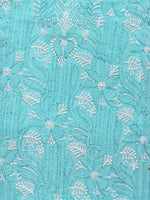 Load image into Gallery viewer, Seva Chikan Hand Embroidered Turquoise Georgette Lucknowi Chikankari Unstitched Suit Piece-SCL0071