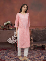 Load image into Gallery viewer, Seva Chikan Hand Embroidered Terivoil Cotton Lucknowi Chikankari Kurta