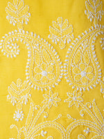 Load image into Gallery viewer, Seva Chikan Hand Embroidered Yellow Cotton Lucknowi Chikan Unstitched Suit Piece-SCL1428