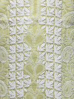 Load image into Gallery viewer, Seva Chikan Hand Embroidered Light Green Cotton Lucknowi Chikan Unstitched Kurti Piece- SCL0100