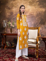 Load image into Gallery viewer, Seva Chikan Hand Embroidered Mustard Rayon Lucknowi Chikankari Kurta-SCL4588