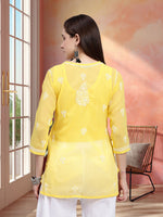 Load image into Gallery viewer, Seva Chikan Hand Embroidered Georgette Lucknowi Chikankari Top With Slip