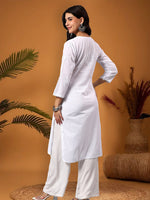 Load image into Gallery viewer, Seva Chikan Hand Embroidered Lucknowi Chikankari White Cotton Kurta SCL4770