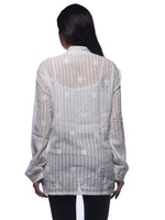 Load image into Gallery viewer, Seva Chikan Hand Embroidered White Cotton Lucknowi Chikankari Short Top-SCL0174