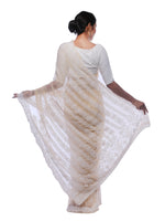 Load image into Gallery viewer, Seva Chikan Hand Embroidered Fawn Georgette Lucknowi Saree-SCL0385