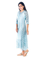Load image into Gallery viewer, Seva Chikan Hand Embroidered Sky Blue Georgette Lucknowi Chikankari Anarkali-SCL1327