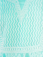 Load image into Gallery viewer, Seva Chikan Hand Embroidered Turquoise Cotton Lucknowi Chikan Unstitched Suit Piece-SCL1413