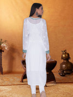 Load image into Gallery viewer, Seva Chikan Hand Embroidered White Cotton Lucknowi Chikan Kurti SCL1031