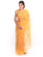 Load image into Gallery viewer, Seva Chikan Hand Embroidered Mustard Georgette Lucknowi Saree-SCL1170