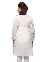 Load image into Gallery viewer, Seva Chikan Hand Embroidered White Cotton Lucknowi Chikan Kurta-SCL0631