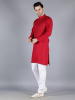 Load image into Gallery viewer, Seva Chikan Hand Embroidered Maroon Cotton Lucknowi Chikan Mens Stitched Kurta