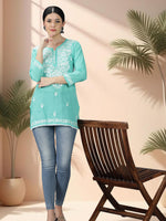 Load image into Gallery viewer, Seva Chikan Hand Embroidered Cotton Lucknowi Chikan Top