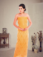 Load image into Gallery viewer, Seva Chikan Hand Embroidered Mustard Chanderi Lucknowi Chikankari Unstitched Kurti Piece SCL1108