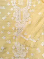 Load image into Gallery viewer, Seva Chikan Hand Embroidered Yellow Georgette Lucknowi Chikankari Unstitched Suit Piece-SCL13129