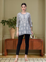 Load image into Gallery viewer, Seva Chikan Hand Embroidered Georgette Lucknowi Chikankari Top With Slip