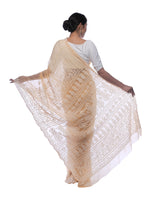 Load image into Gallery viewer, Seva Chikan Hand Embroidered Beige Georgette Lucknowi Saree-SCL0439