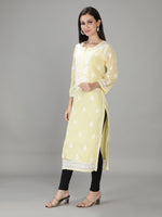 Load image into Gallery viewer, Seva Chikan Hand Embroidered Georgette Lucknowi Chikan Kurti With Slip
