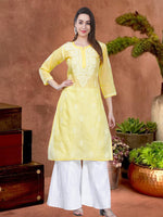 Load image into Gallery viewer, Seva Chikan Hand Embroidered Terivoil Cotton Lucknowi Chikan Kurta