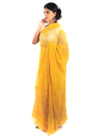 Load image into Gallery viewer, Seva Chikan Hand Embroidered Yellow Georgette Lucknowi Saree-SCL1188