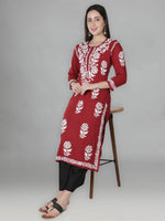 Load image into Gallery viewer, Seva Chikan Hand Embroidered Modal Cotton Lucknowi Chikankari Kurta
